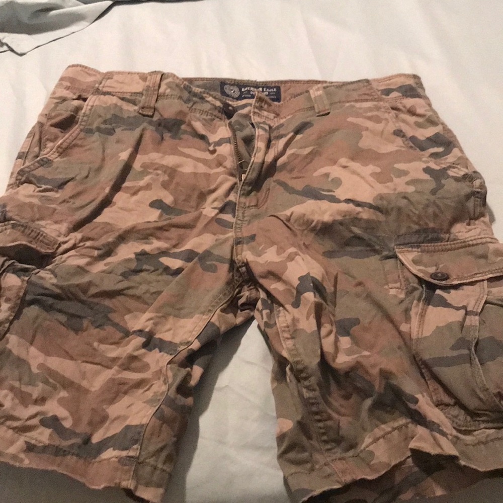 American Eagle camo cargo shorts
